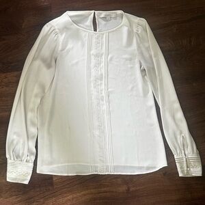 💜 LOFT Off White Long Sleeve Blouse-XS